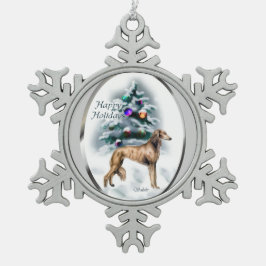 Saluki Christmas Schneeflocken Zinn-Ornament