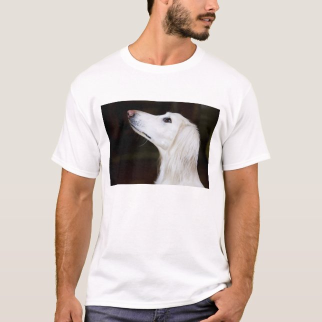 Saluki, das oben schaut T-Shirt (Vorderseite)
