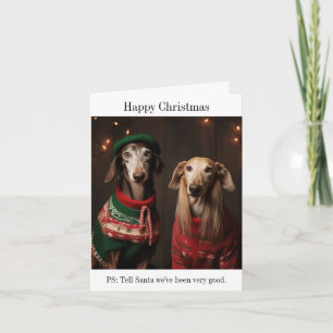 Saluki Dogs Happy Christmas Card Karte