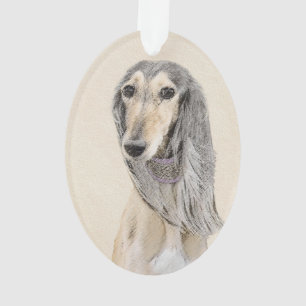 Saluki (Fawn) Gemälde - Süße originelle Hundekunst Ornament
