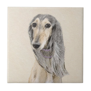 Saluki (Fawn) Malerei - Niedliche Original Hunde K Fliese