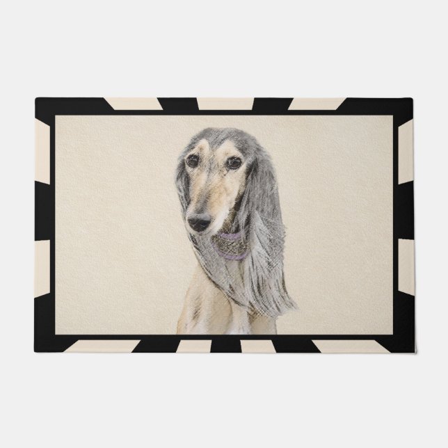 Saluki (Fawn) Malerei - Niedliche Original Hunde K Fußmatte (Vorderseite)