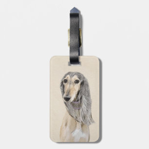 Saluki (Fawn) Malerei - Niedliche Original Hunde K Gepäckanhänger