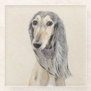 Saluki (Fawn) Malerei - Niedliche Original Hunde K Glasuntersetzer