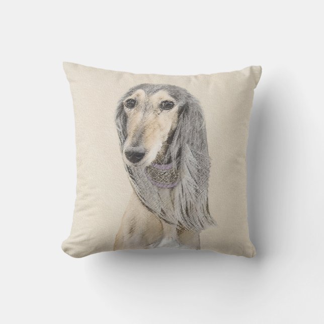 Saluki (Fawn) Malerei - Niedliche Original Hunde K Kissen (Vorderseite)