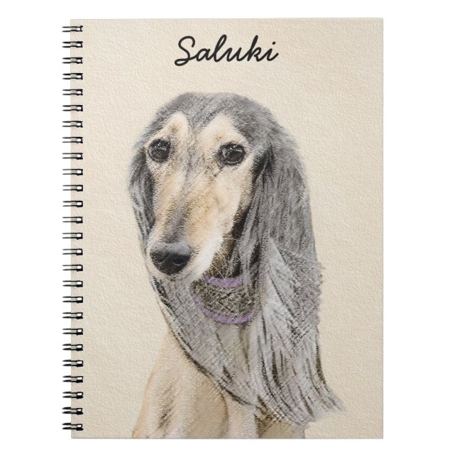 Saluki (Fawn) Malerei - Niedliche Original Hunde K Notizblock (Vorderseite)