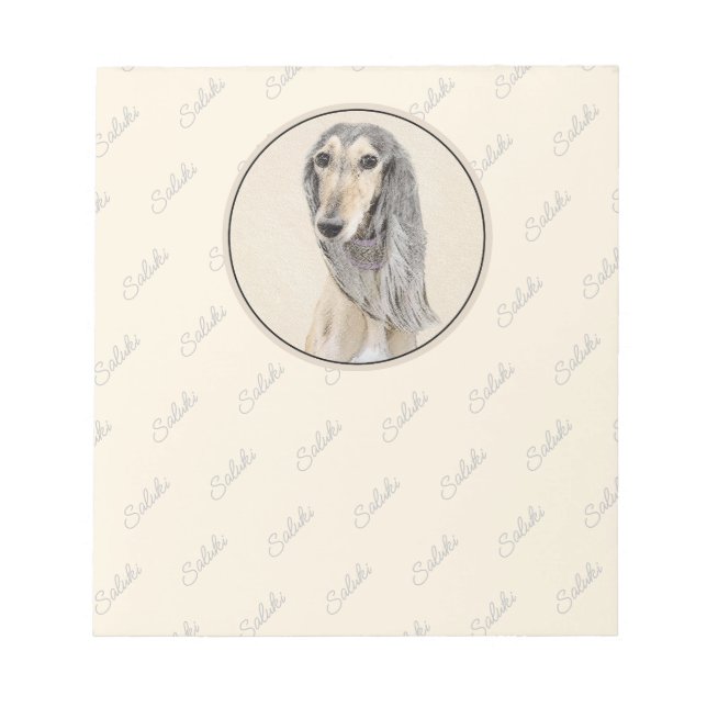 Saluki (Fawn) Malerei - Niedliche Original Hunde K Notizblock (Vorderseite)