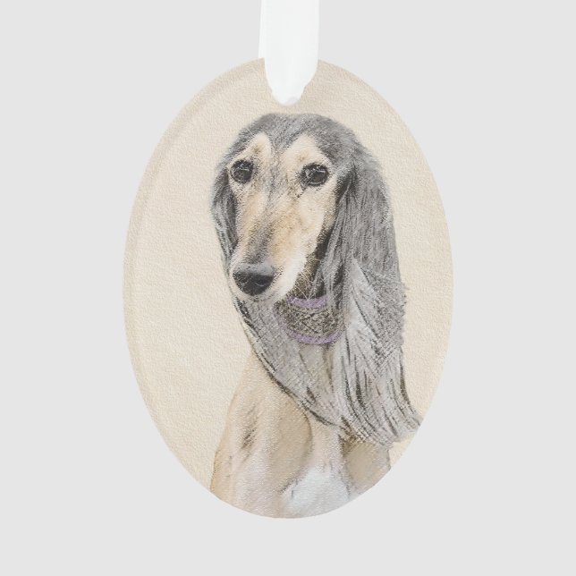 Saluki (Fawn) Malerei - Niedliche Original Hunde K Ornament (Rückseite)