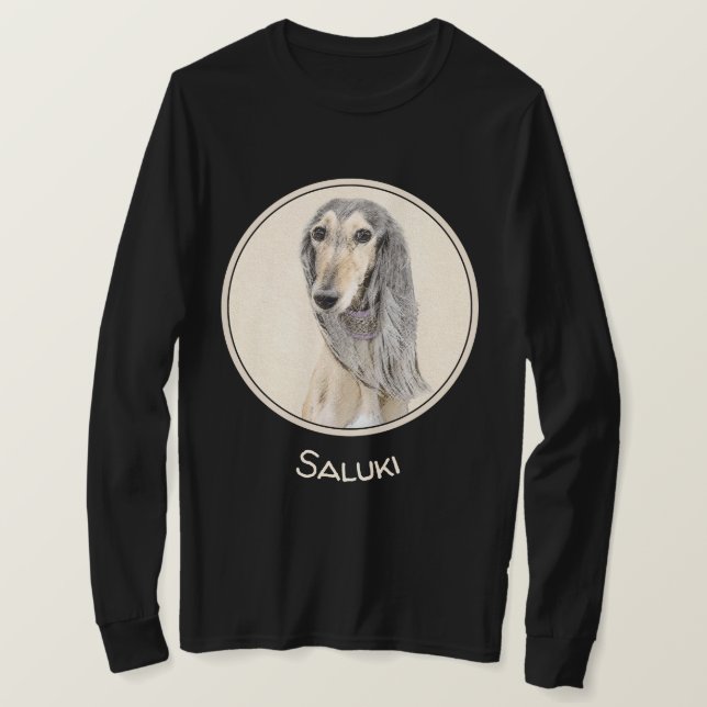 Saluki (Fawn) Malerei - Niedliche Original Hunde K T-Shirt (Design vorne)