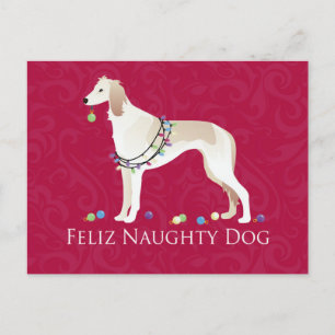 Saluki Feliz Naughty Dog Weihnachtsdesign Feiertagspostkarte