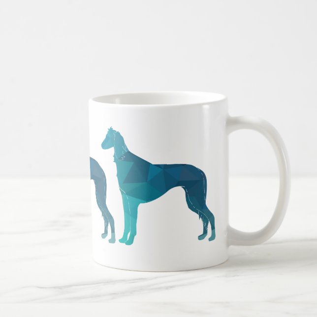 Saluki Geometric Pattern Silhouette Kaffeetasse (Rechts)