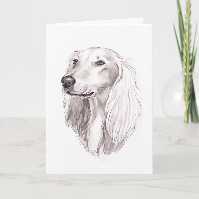 Saluki Hundekunst-Gruß-Karte Karte (Vorderseite)
