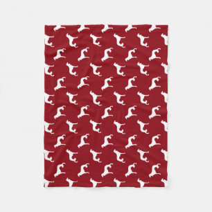 Saluki-Hunderasse Silhouetten Muster Rot und Weiß Fleecedecke