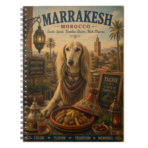 Saluki in Marrakesh Vintage Reise Kunst Notizblock