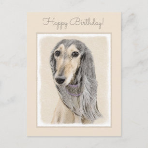 Saluki (Kitz) Malerei - niedliche ursprüngliche Postkarte
