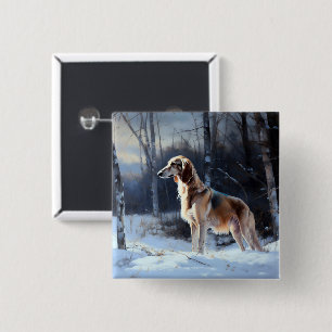 Saluki Let It Schnee Weihnachten Button