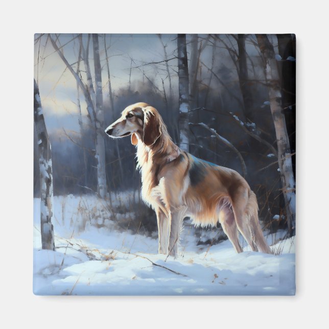 Saluki Let It Schnee Weihnachten Magnet (Vorne)