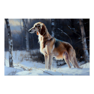 Saluki Let It Schnee Weihnachten Poster