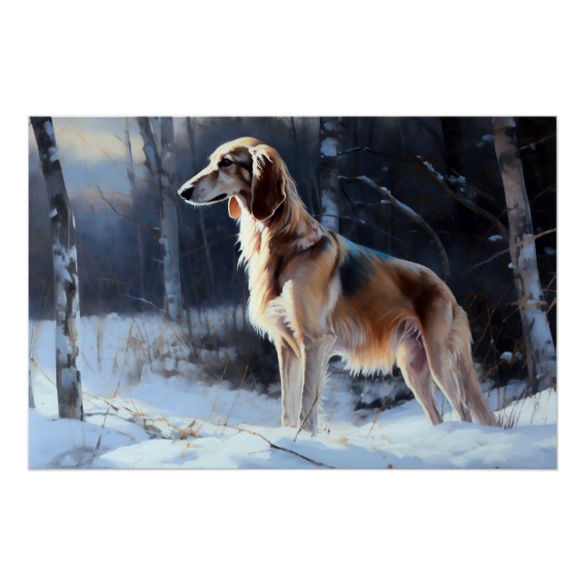 Saluki Let It Schnee Weihnachten Poster (Vorderseite)