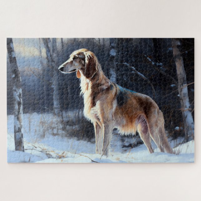 Saluki Let It Schnee Weihnachten Puzzle (Horizontal)