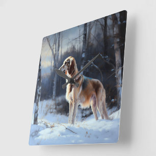 Saluki Let It Schnee Weihnachten Quadratische Wanduhr