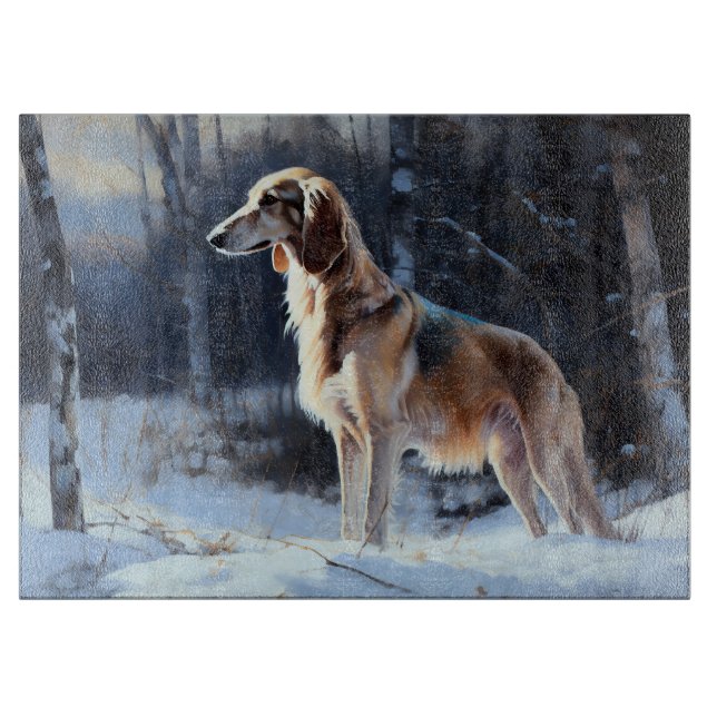 Saluki Let It Schnee Weihnachten Schneidebrett (Vorderseite)