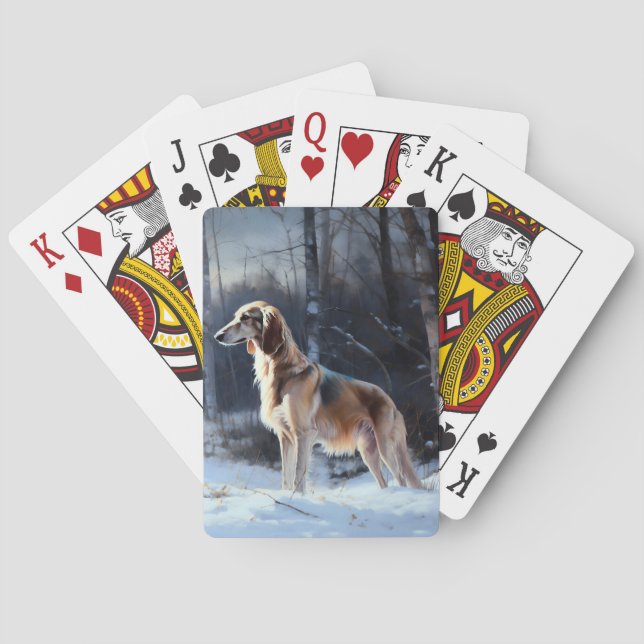 Saluki Let It Schnee Weihnachten Spielkarten (Rückseite)