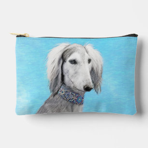 Saluki Malerei Silber Gefiedert Originale Hunde Ku Zubehörtasche