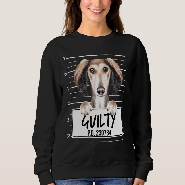 Saluki Mugshot Guilty Dog Sweatshirt (Vorderseite)