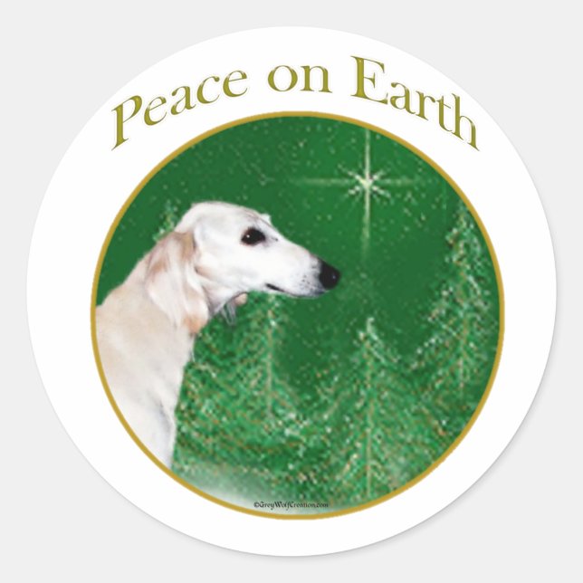 Saluki Peace Runder Aufkleber (Vorderseite)