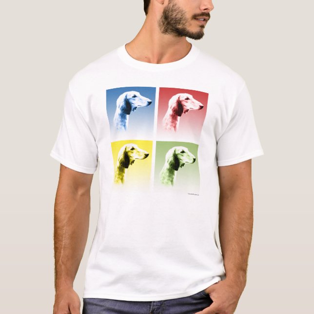 Saluki Pop Art T-Shirt (Vorderseite)