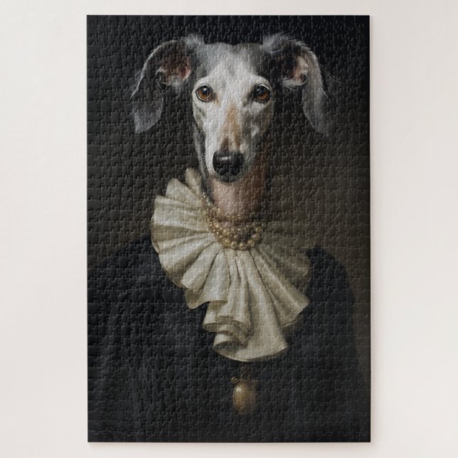 Saluki Portrait Pearls und Colcar Puzzle (Vertikal)