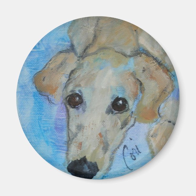 Saluki Puppy Dog Art Rund Magnet (Vorne)