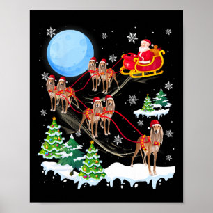 Saluki Reindeer Christmas Dog Riding Weihnachtsman Poster