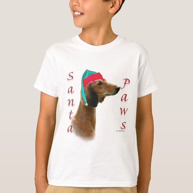 Saluki Santa Paws T-Shirt (Vorderseite)