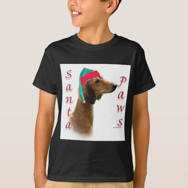 Saluki Santa Paws T-Shirt (Vorderseite)