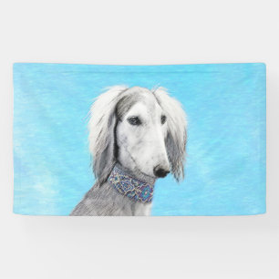 Saluki (Silber) Malerei - Niedliche Original Hunde Banner