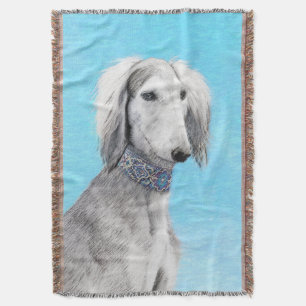 Saluki (Silber) Malerei - Niedliche Original Hunde Decke