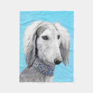 Saluki (Silber) Malerei - Niedliche Original Hunde Fleecedecke