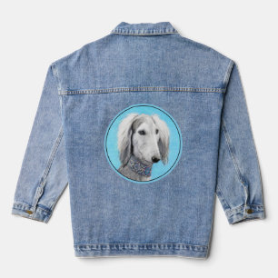 Saluki (Silber) Malerei - Niedliche Original Hunde Jeansjacke