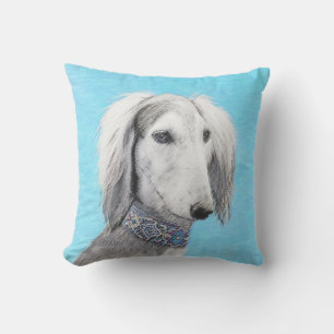 Saluki (Silber) Malerei - Niedliche Original Hunde Kissen