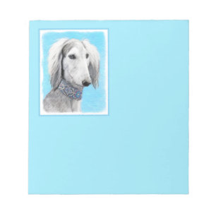 Saluki (Silber) Malerei - Niedliche Original Hunde Notizblock