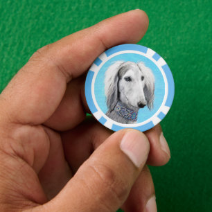 Saluki (Silber) Malerei - Niedliche Original Hunde Pokerchips
