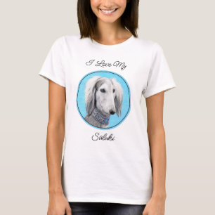 Saluki (Silber) Malerei - Niedliche Original Hunde T-Shirt