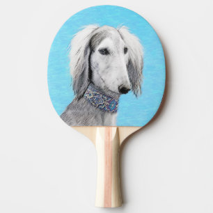 Saluki (Silber) Malerei - Niedliche Original Hunde Tischtennis Schläger