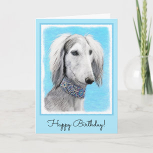 Saluki (silberne) Malerei - niedliche Karte