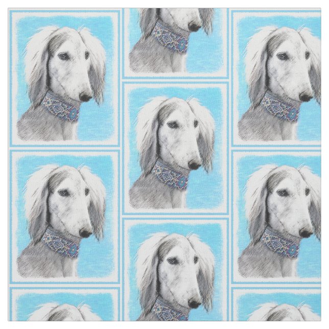 Saluki (silberne) Malerei - niedliche Stoff (Muster)