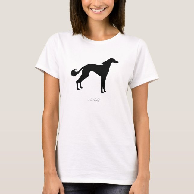 Saluki T - Shirt (schwarze Silhouette) (Vorderseite)