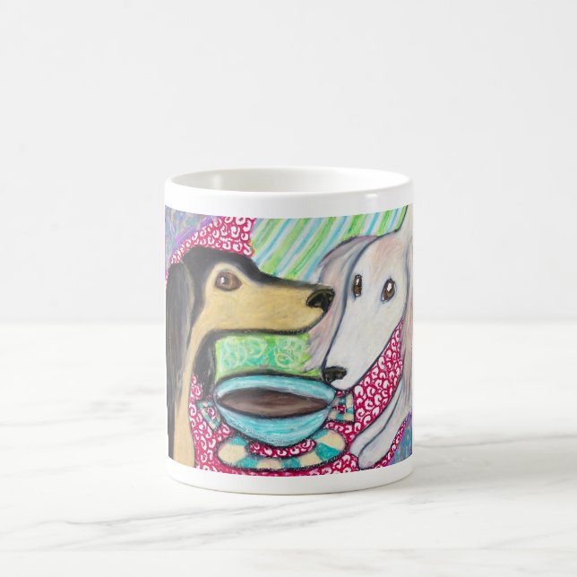 SALUKI trinkende Kaffee mit Federn versehene Kunst Kaffeetasse (Mittel)