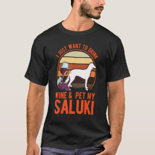 Saluki und Wine Persischer Greyhound Saluki T-Shirt
